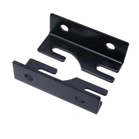 These Dang Tough Iron Bed Rail Connectors Make Assembly A Breeze Four Pack Heavy Duty Steel Brackets For Wooden Frames Headboards Footboards Easy Hook Up Fastener Hardware 3.94 Inches Long, black steel connectors.