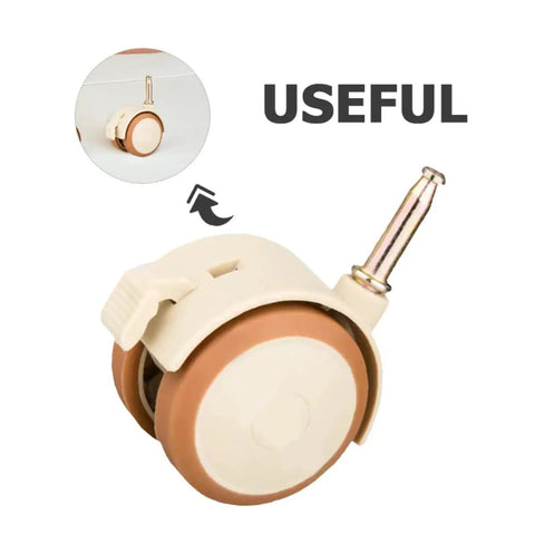 4pcs PU Grip Neck Stem Casters for Nursery Carts and Bookcase with rubber wheels designed for smooth, quiet operation.