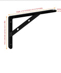 Badass Heavy Duty Shelf Brackets Wall Mount 90 Degree Corner Bracket Pair with Heavy Gusset in black, dimensions shown, designed for stability.