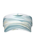 Front view of Open Top Sun Visor Hat For Outdoor Sports, ventilated UV protection visor with curved brim, light abstract pattern.