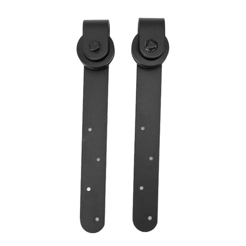 Rustic Barn Door Hardware Kit For Sliding Doors, Heavy Duty Carbon Steel Track Rail Set hardware wheels and brackets front view