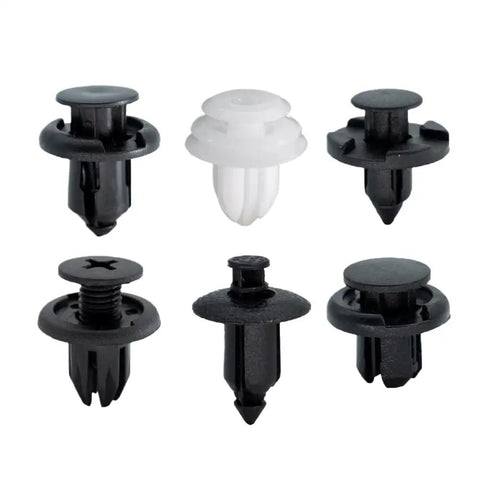 180 Piece Auto Clip Kit For Car Body Trim Replacement With Six Types Push Pin Clips For Bumper Fender And Interior Retention Super Handy For Civic And Accord Projects, six black and white plastic fastener clips