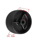 Close-up of 10 Pack 2 Inch Black Plastic Caster Wheels For Furniture Single Wheel Inner Hole 6 Cm, showing measurements.