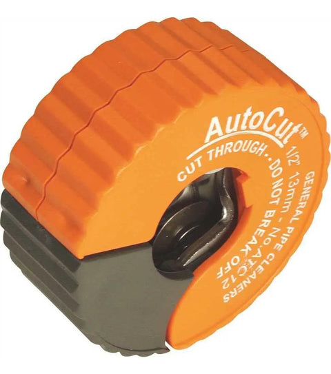 AutoCut 1/2 Inch Copper Tubing Cutter With Hardened Steel Cutting Wheels And Spring Loaded Wheel, close-up view
