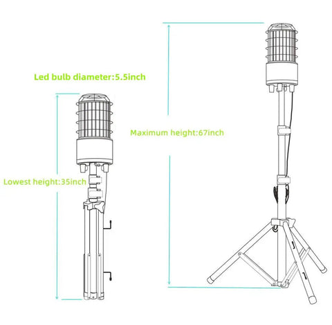 Beast Mode Bright 150W Tripod Work Light With 21000 Lumens Corded Led Stand Up Light 360 Degree Omnidirectional Lighting diagram