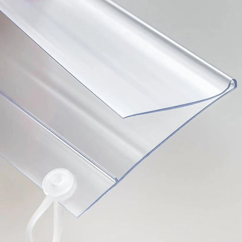 100 Pack Plastic Wire Shelf Label Holders 4 By 2.3 Inches Clear Price Tag Holder Sign and Ticket Holder with double snap