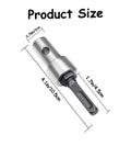 Round Shank Garden Auger Drill Adapter For Electric And Cordless Drills with dimensions shown, ideal for SDS Rotary Hammer use.