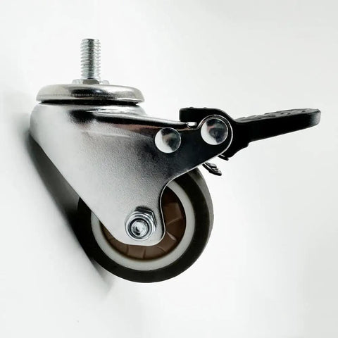 Four Pack 2 Inch Locking Dual Wheel Casters With Brakes And 360 Degree Swivel For Heavy Duty Standing Desks Or Carts, M8 Threaded Stem, 70mm Wide Footprint For Stability On All Floor Surfaces