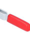Close-up of Heavy Duty Toggle Clamps For Welding Woodworking Sheet Metal Work Holding Fixture, showing red plastic handle.