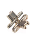 Close-up of Concealed Cross Door Hinge Invisible Zinc Alloy Hidden Hinge for cabinets and boxes, easy install and DIY friendly