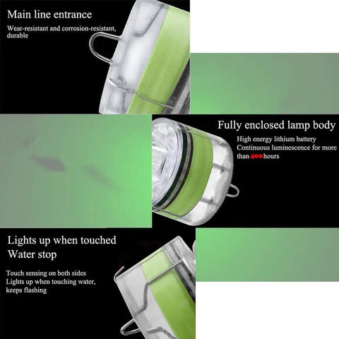 10 Pack Deep Drop LED Fishing Lights With Automatic Flashing Underwater Attractant, details of green waterproof diamond lure
