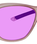 Badass Phillips 202 Didymium Lampworking Safety Glasses With Slick Pink FitProtek Frames side view highlighting rubber temple grips.