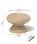 Unfinished Round Wood Drawer Knobs 10 Pack, Mushroom Shape Cabinet Hardware, 36mm Diameter Pull Handles with dimensions and screw
