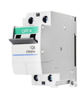 CP30FM-2P010 Circuit Breaker 2P 10A Heavy-Duty Electrical Circuit Protection Switch Resettable from a side angle.