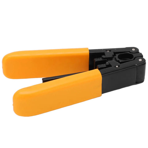 Fiber Optic Cable Stripper Pro Grade Compact Lightweight Cutting Tool For Outdoor Use Easy Carry Quick Outer Jacket Removal Without Damaging Core Great For Field Techs And DIY Pros One Unit orange-handled fiber optic stripper on white background
