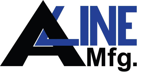 A-LINE Mfg. logo featuring bold black and blue letters, representing quality in shaft alignment tools and equipment.