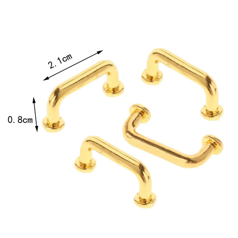 Gold Metal Mini Cabinet Knob Pulls Set, 1 To 12 Scale Dollhouse Furniture Hardware, 4 knobs with size measurements