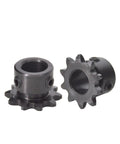 Check Out This High Grade 04C Chain Gear Sprocket Wheel Crafted From Durable 45# Steel Featuring 9 Or 10 Teeth With A Rock Smooth Top Wire Bore Perfect For Heavy Duty Industrial Rigging And Machinery Repairs You Need. Two black 04C sprocket wheels with 8mm wire bore.