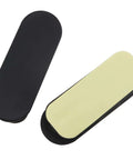Two Six Black ABS Self Adhesive Pull Handles for cabinets, drawers, and furniture shown from an angled top view.