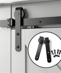 Rugged Steel Sliding Barn Door Hardware Kit With Track And Rollers Rust Resistant And Smooth Guide Rail System Full Accessories Pack For Heavy Single Doors 1.22m Length close-up view