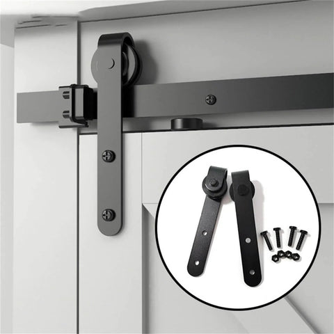 Rugged Steel Sliding Barn Door Hardware Kit With Track And Rollers Rust Resistant And Smooth Guide Rail System Full Accessories Pack For Heavy Single Doors 1.22m Length close-up view