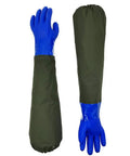 Heavy Duty 28 Inch Shoulder Length Waterproof Rubber Gloves PVC Coated For Chemical Oil And Solvent Resistance Reusable Workhorse