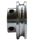 Side view of Aluminum Motor Drive Pulley With Single Groove For V Belt Systems Adjustable 20 To 40mm Size Dope 20x5mm Bore OD20x5mm
