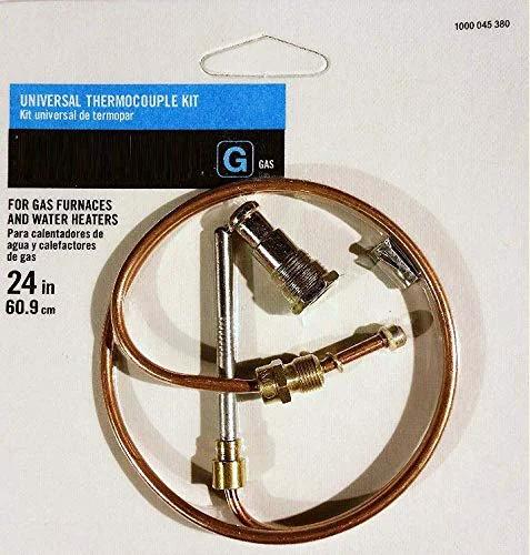 Front view of universal thermocouple kit, 24-inch copper tubing with fittings for gas furnaces and water heaters.