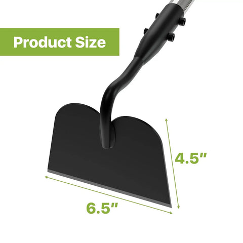 Beast Of A Heavy Duty Garden Hoe With Long Handle For No Sweat Weeding And Tilling, blade dimensions 6.5x4.5 inches.