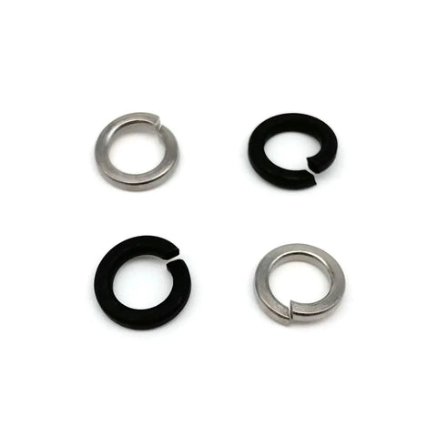 320 Piece Stainless Steel Lock Washer Set With Spring Split Washers M2 To M8 Black Finish GB93 304 Stainless Hardware Kit In Durable Box Elastic Gasket For Auto DIY And Industrial Pro Grade Gear, black and silver split lock washers