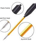 Mini Crossbow Bolts 6.3 Inch Aluminum Arrows For 50-80 Lbs Pistol Crossbow, metal tip, plastic fletches, gold aluminum shaft