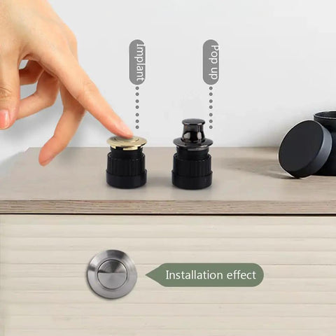 8Pcs Retractable Embedded Spring Knobs Hidden Pulls For Doors Tatami Drawers And Cabinets Space Saving Sleek Low Profile Handles In 1.34 Inch Bright Chrome installation effect