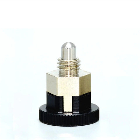 Pro Grade M8 Self Locking Knob Indexing Plunger With Spring Loaded Fixed Position Dowel Pin heavy duty locking mechanism close-up.