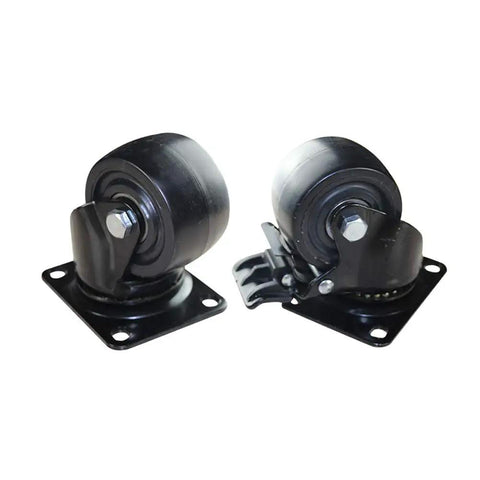 Built Tough Heavy Duty Nylon Caster Wheels Set Of Four Rock Solid Silent Roll Swivel Casters With Smooth Glide Plate Mount, black nylon wheels.