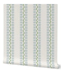 Bang For The Buck Vertical Stripes Vinyl Wallcovering Featuring Subtle Leather Texture, Commercial Grade Heavy Duty Construction, Custom Printed Just For You, Straight Up Stunning Room Refresh in green and blue.