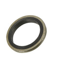 Angled front view of bonded sealing washer M14, 19.5x14x2mm, carbon steel with nitrile rubber gasket