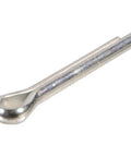 One Quarter Inch By Four Inch Cotter Pin With Extended Prong, Metallics Finish, shown at angle, 100 Pack, Built Tough For Quick Insertion And Secure Hold In Holes For Quick Home And Shop Use.