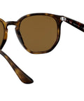 RB4306 Hexagonal Polarized Sunglasses with B-15 Brown Lens Light Havana Frame 54mm for Men and Women, side view.