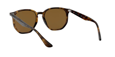 RB4306 Hexagonal Polarized Sunglasses with B-15 Brown Lens Light Havana Frame 54mm for Men and Women, side view.