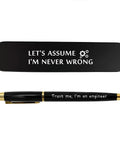Funny Engineer Gifts For Men And Women Engraved Gel Pen Gift Set For Mechanical Engineers And Tech Nerds, pen and case.