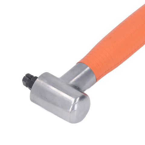 Pneumatic Pencil Die Grinder With 90 Degree Right Angle Head delivering butter smooth rotation and nails every detail accuracy for grinding polishing dual bearing heavy duty air tool for tight squeezes, featuring an orange grip.