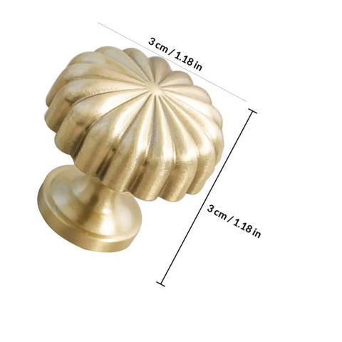 Solid Brass Cabinet Pull Handle 30mm Gold Finish Drawer Knob For Kitchen Cupboard And Wardrobe Hardware Built To Last Easy Install And Slick Dresser Pulls For Home Furniture, showcasing ridged design and dimensions.