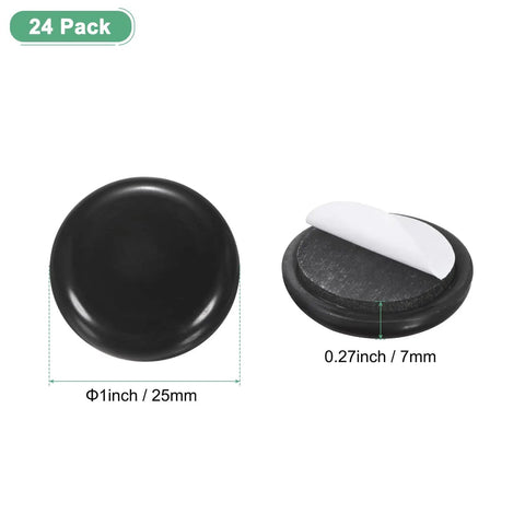 Heavy Duty Self Stick Furniture Sliders 24 Pack Black Eva Foam Felt Pads with dimensions 1 inch and 0.27 inch for easy furniture movement.