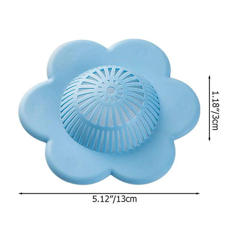 Blue Silicone Hair Catcher Drain Stopper With Suction Cups For Bathroom Shower Bathtub And Kitchen Sinks, Easy Install