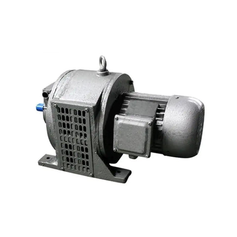 Kickass 5.5 Hp 3 Phase Ac Motor With Built In Clutch for Smooth Variable Speed Adjustment, viewed from the side.