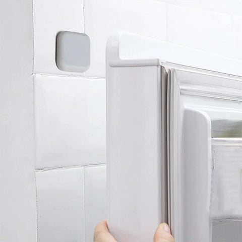 Square silicone bumper pad on wall near open refrigerator door, silicone bumper pads round and square with strong self adhesive backing no drill anti collision stickers for home refrigerators cabinets doors and more reduces noise and protects furniture walls and surfaces