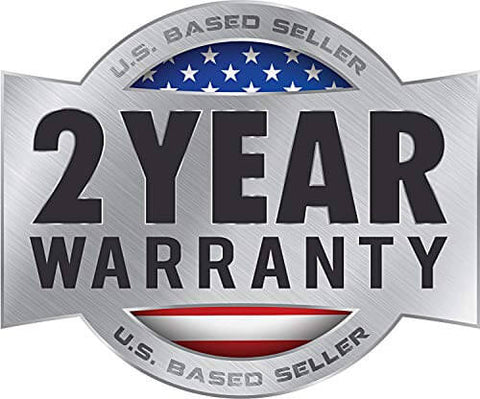 U.S. based seller 2 year warranty badge with American flag design