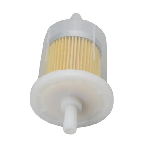 Heavy Duty In Line Fuel Filter 70496GT 70496 for Genie Boom Lift, featuring yellow filter material and white casing.