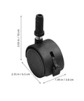 4pcs Swivel Caster Wheels Black for Furniture and Displays Inch, 3.93 in height, 2.55 in diameter, sturdy plastic material.