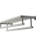 Top Notch Modern Double And Quadruple Towel Bar Rack With Square Base 24 Inches Brushed Stainless Steel Finish, side view